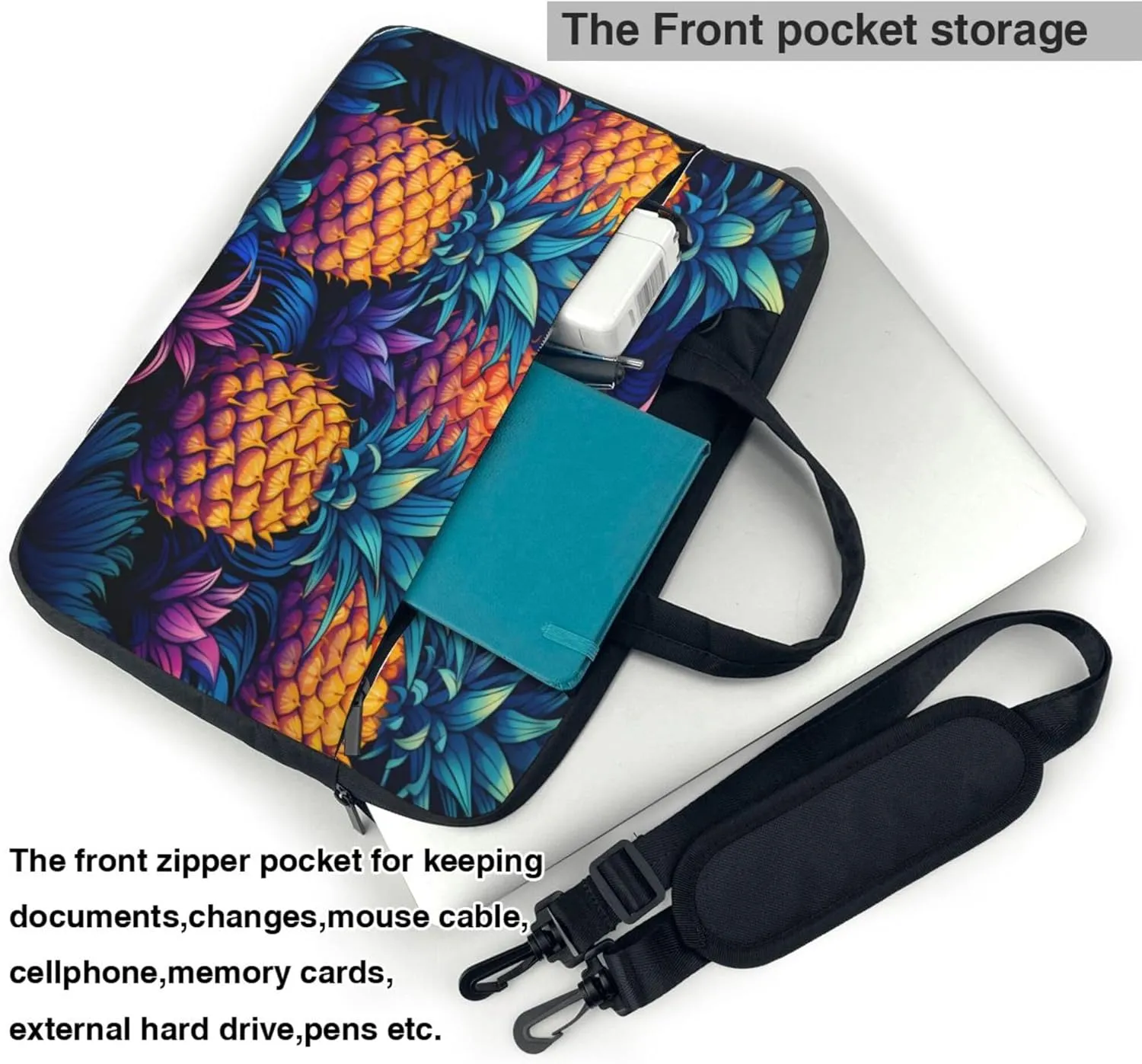 Pineapples Laptop Shoulder Bag for Women, Laptop Sleeve Case Durable Computer Bag