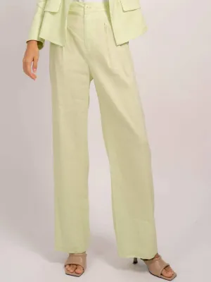 Pistachio Linen Wide Leg Niall Pant