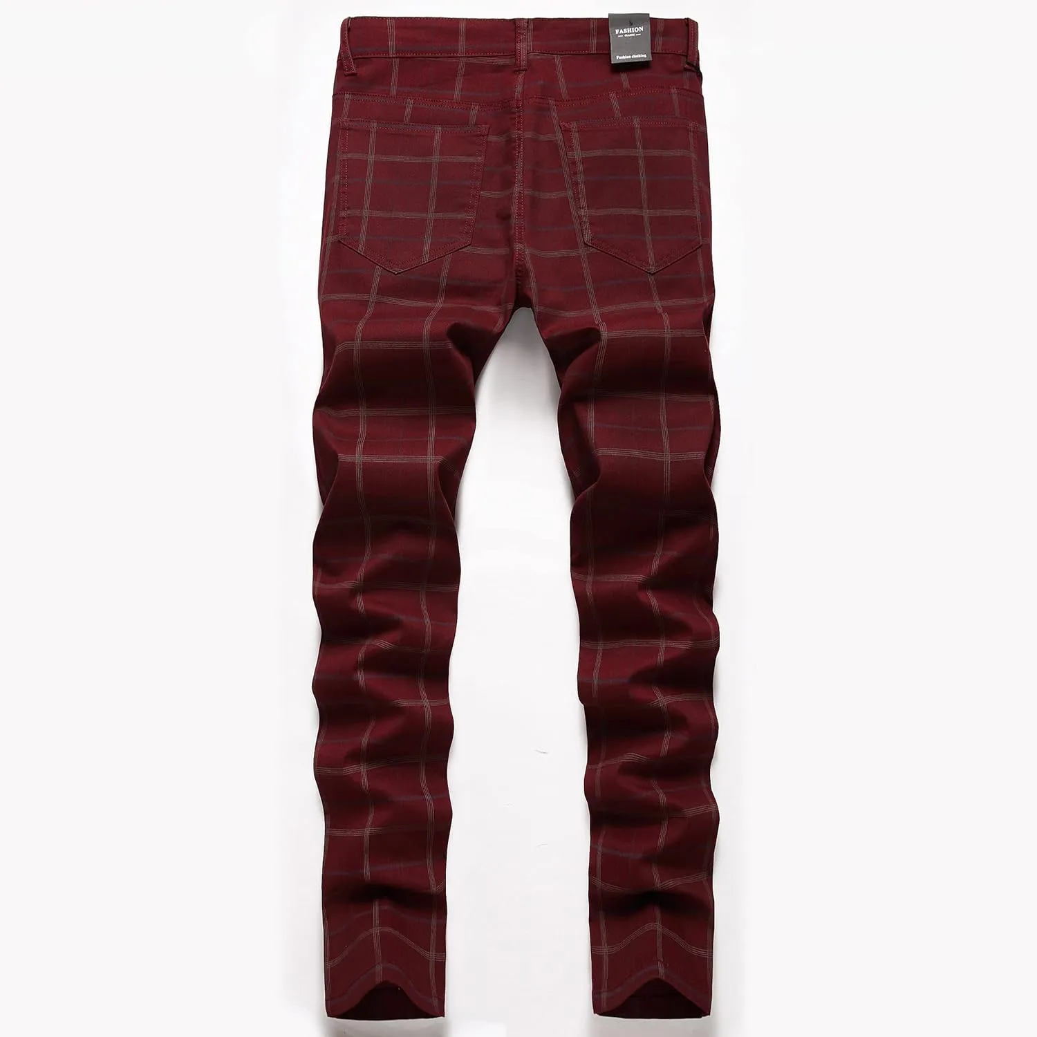 Plaid Pants for Men, Stretch Mens Slim Fit Dress Pants Skinny Flat-Front Fashion Business Casual Chinos Pants