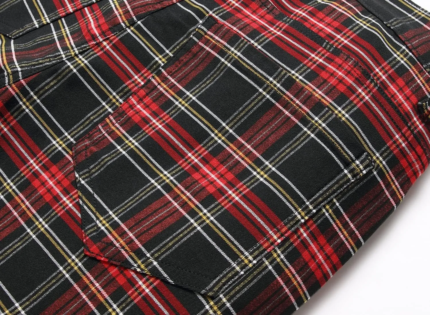 Plaid Pants for Men, Stretch Mens Slim Fit Dress Pants Skinny Flat-Front Fashion Business Casual Chinos Pants