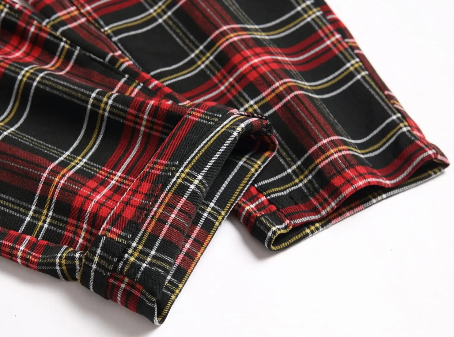 Plaid Pants for Men, Stretch Mens Slim Fit Dress Pants Skinny Flat-Front Fashion Business Casual Chinos Pants