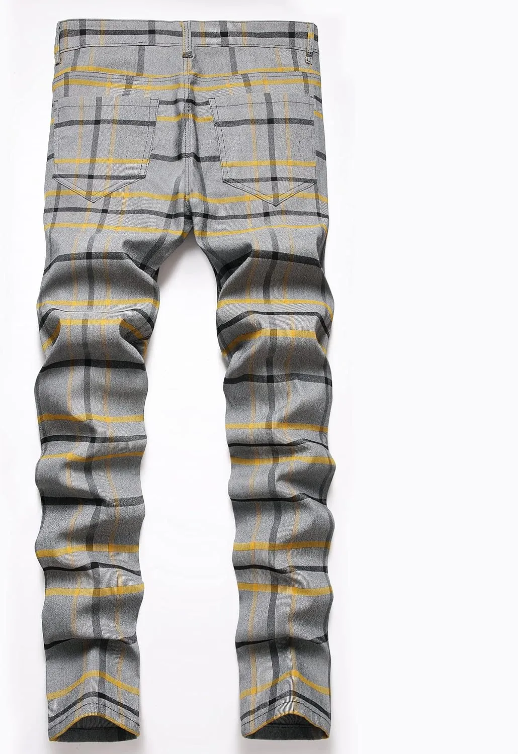 Plaid Pants for Men, Stretch Mens Slim Fit Dress Pants Skinny Flat-Front Fashion Business Casual Chinos Pants