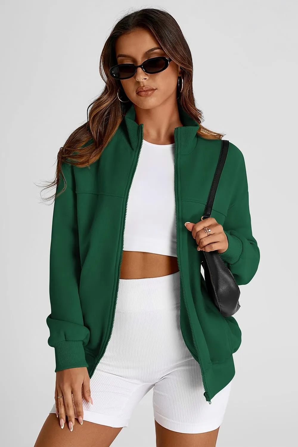 PRETTYGARDEN Women's 2025 Spring Fall Fashion Full Zip Up Sweatshirt Long Sleeve Loose Fit Trendy Casual Jacket with Pockets
