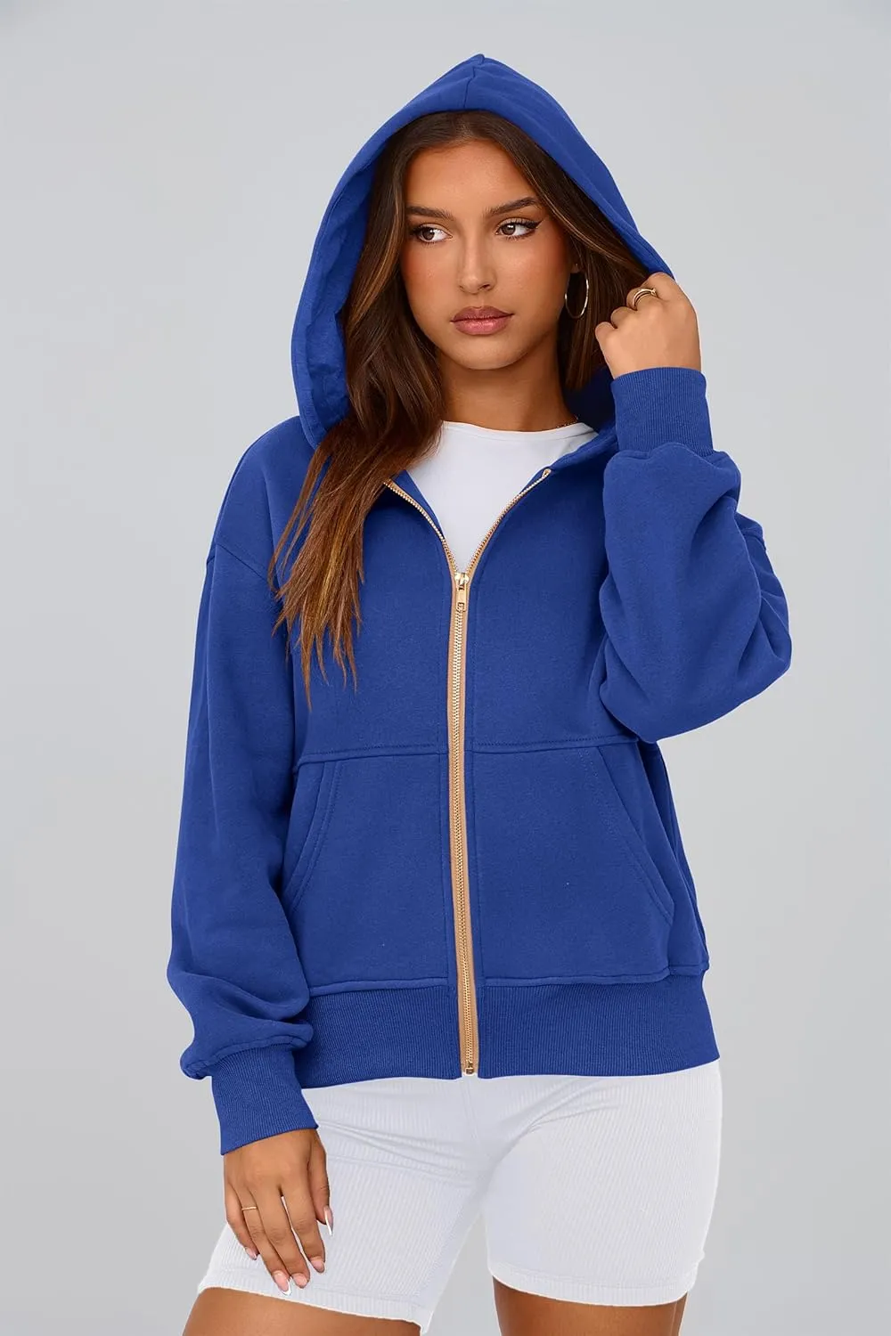 PRETTYGARDEN Women's Zip Up Hoodie Sweatshirt Y2K Fall Fashion Clothes Long Sleeve Loose Fit Pockets Casual Trendy Jacket