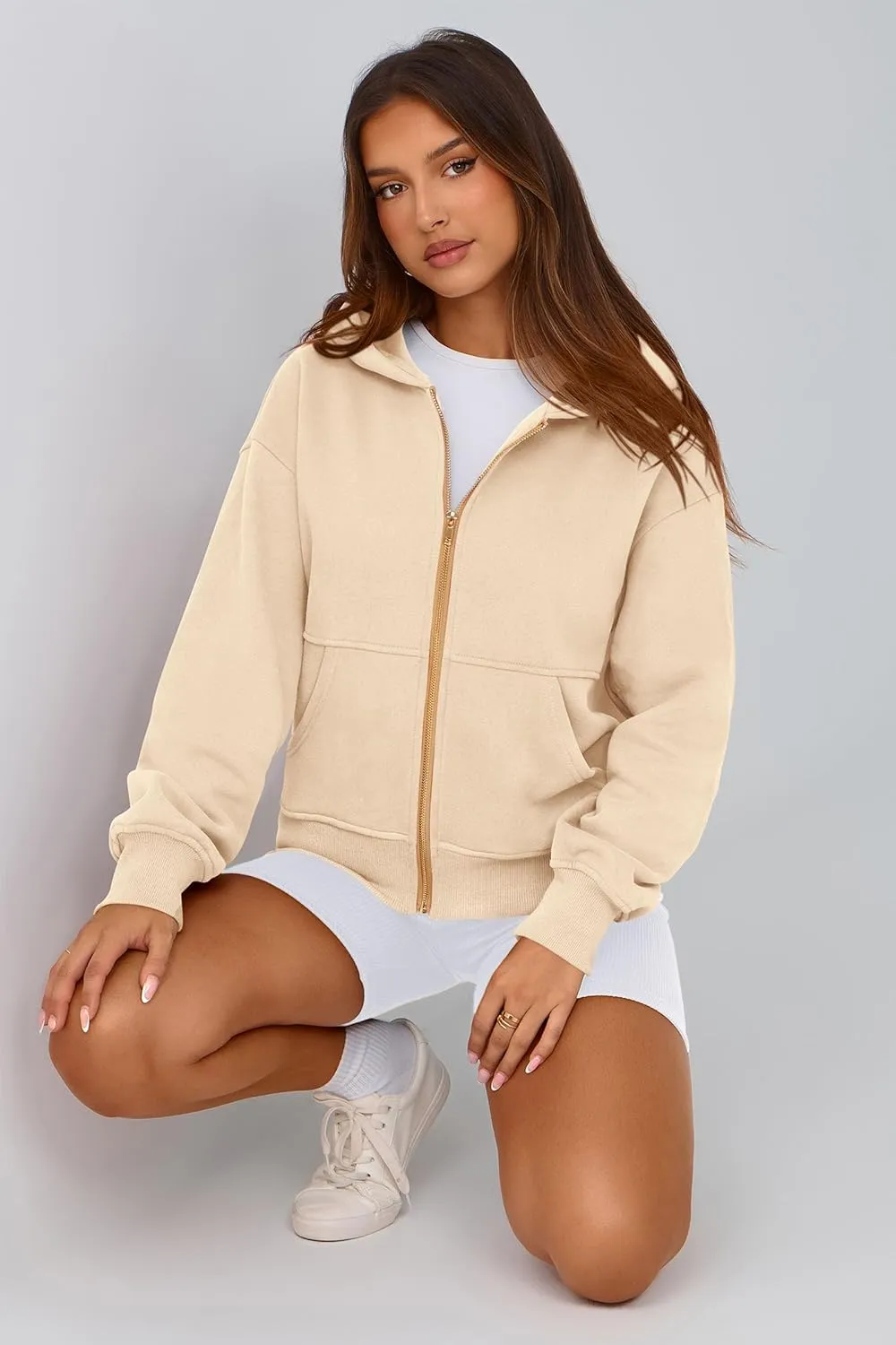 PRETTYGARDEN Women's Zip Up Hoodie Sweatshirt Y2K Fall Fashion Clothes Long Sleeve Loose Fit Pockets Casual Trendy Jacket
