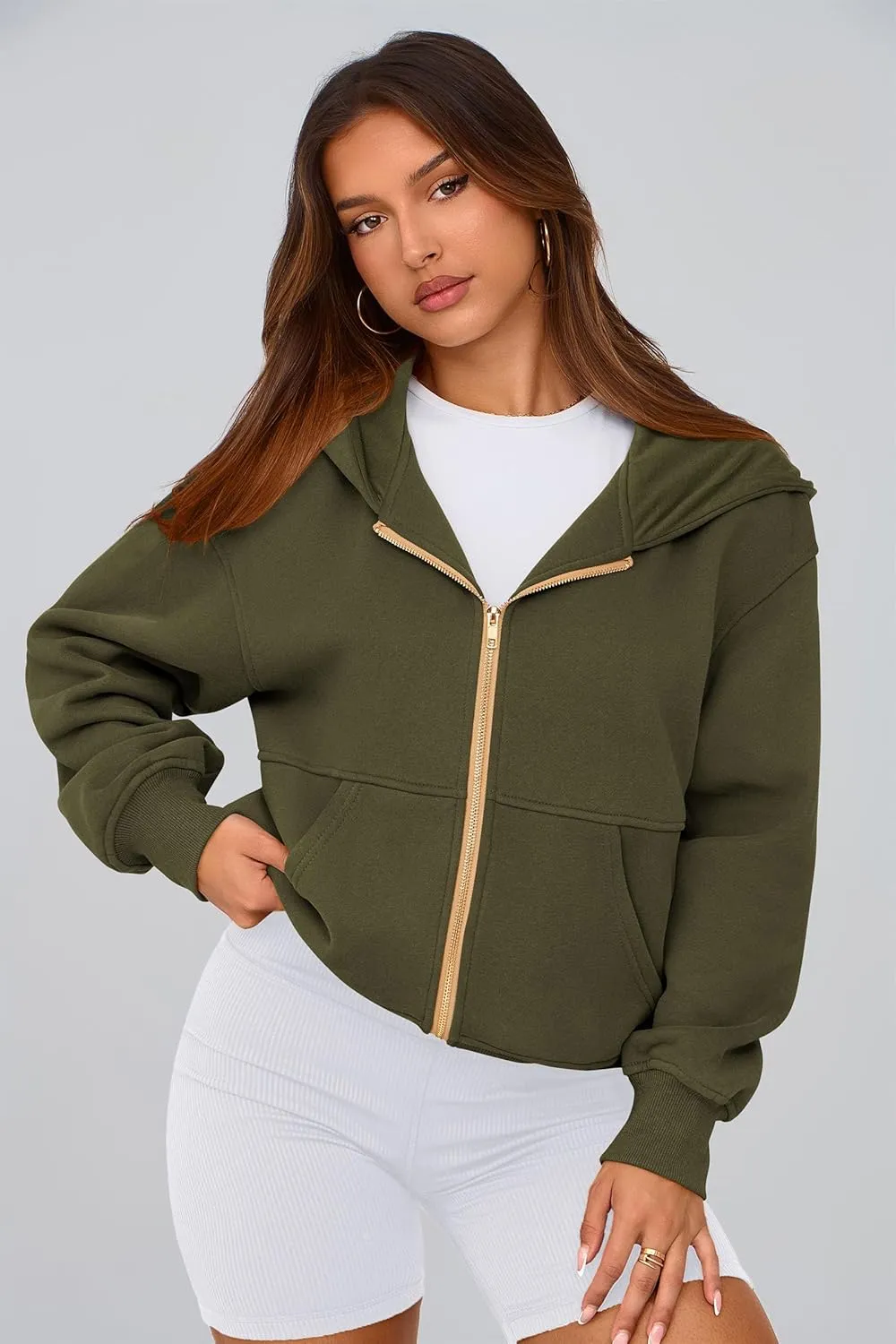 PRETTYGARDEN Women's Zip Up Hoodie Sweatshirt Y2K Fall Fashion Clothes Long Sleeve Loose Fit Pockets Casual Trendy Jacket