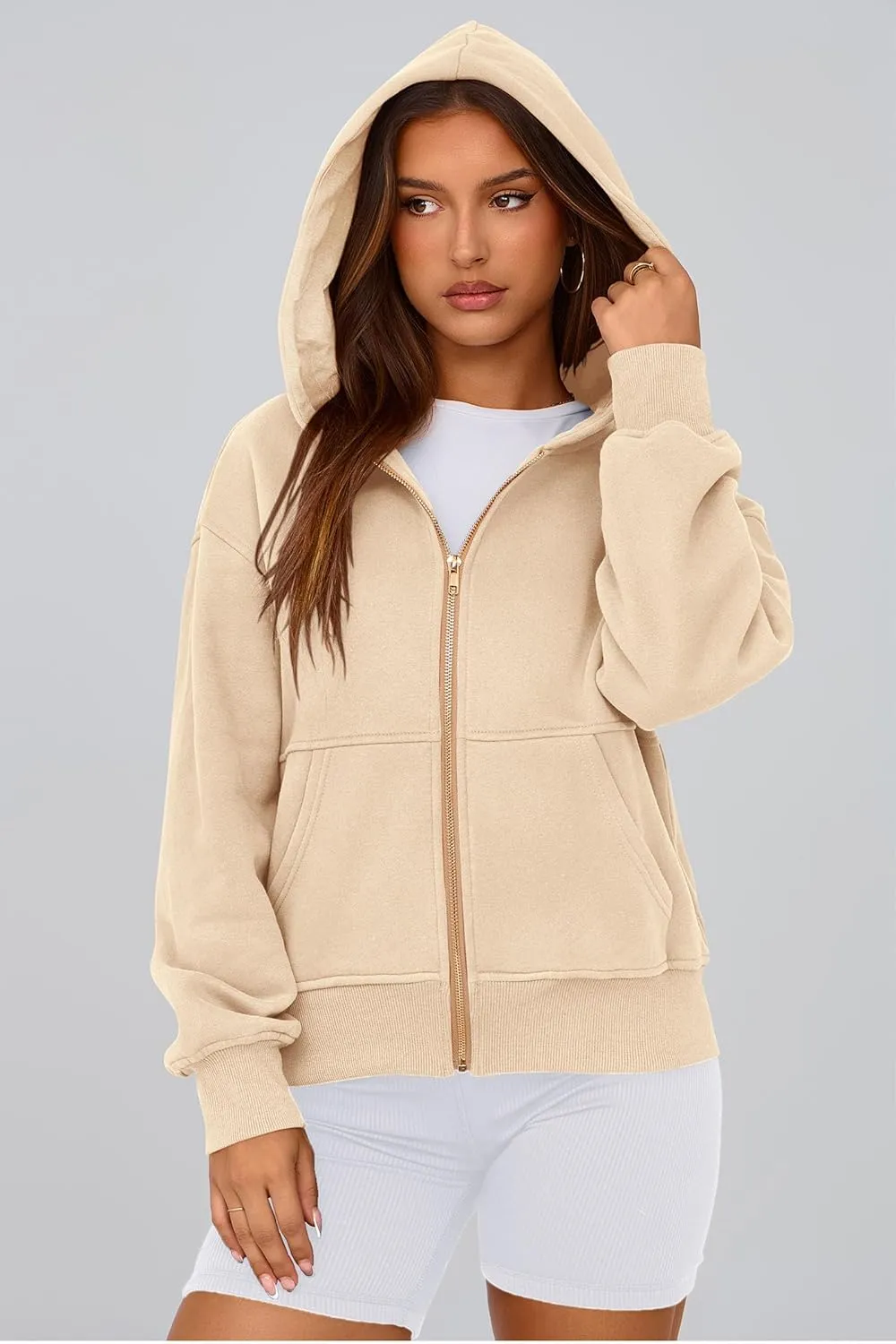 PRETTYGARDEN Women's Zip Up Hoodie Sweatshirt Y2K Fall Fashion Clothes Long Sleeve Loose Fit Pockets Casual Trendy Jacket