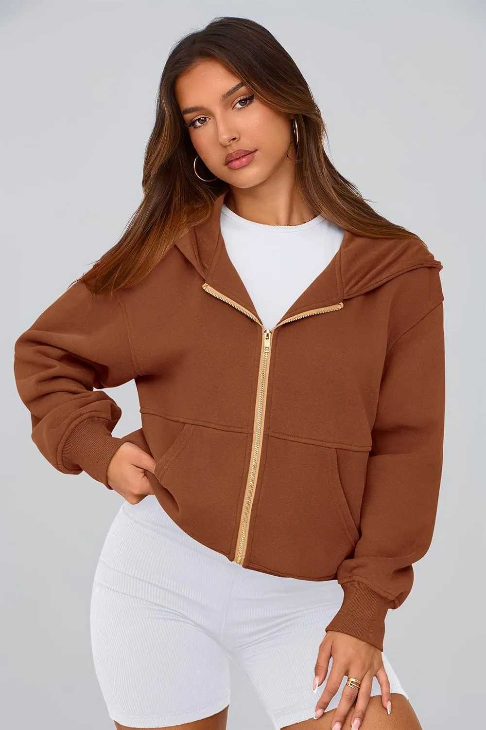 PRETTYGARDEN Women's Zip Up Hoodie Sweatshirt Y2K Fall Fashion Clothes Long Sleeve Loose Fit Pockets Casual Trendy Jacket