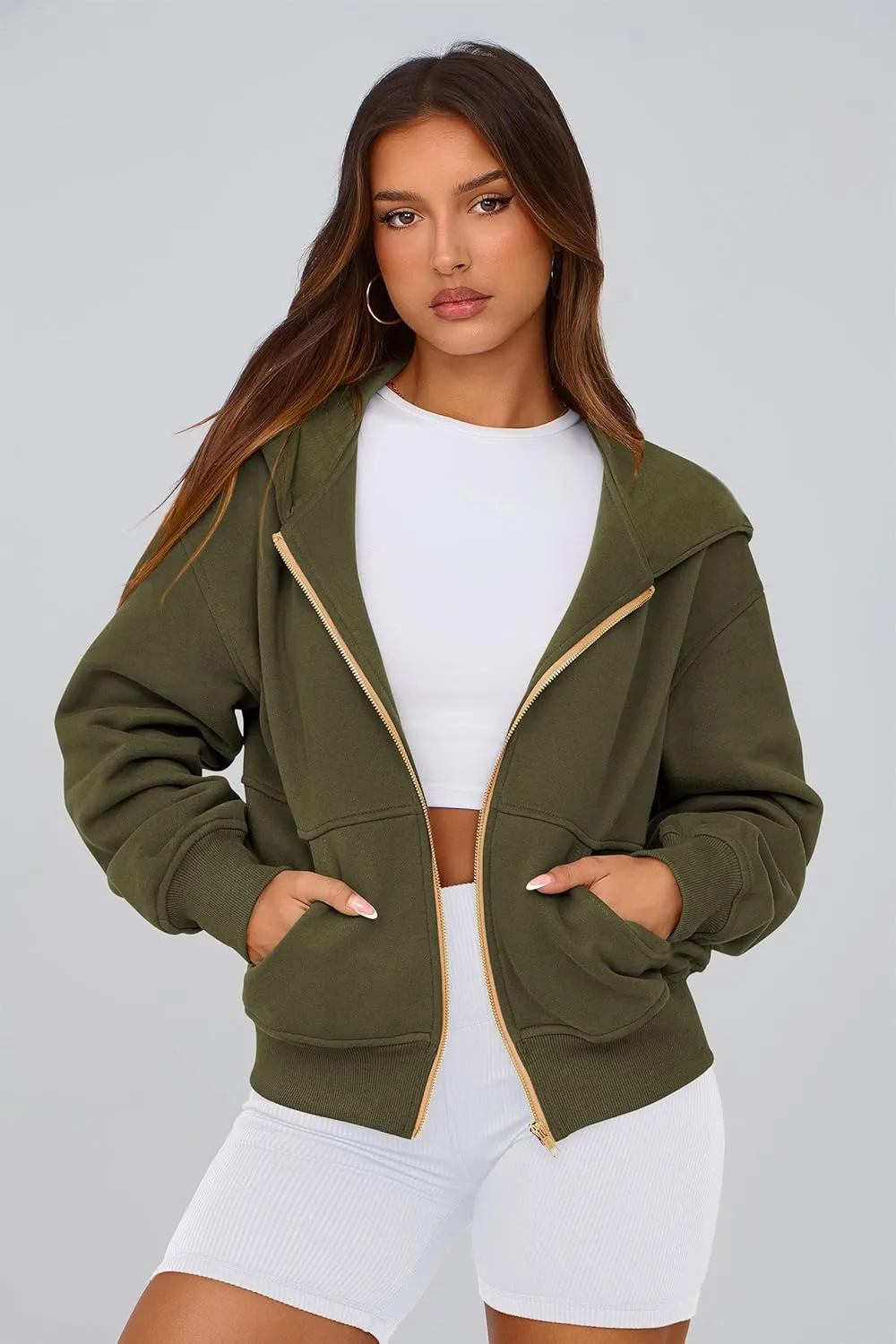 PRETTYGARDEN Women's Zip Up Hoodie Sweatshirt Y2K Fall Fashion Clothes Long Sleeve Loose Fit Pockets Casual Trendy Jacket