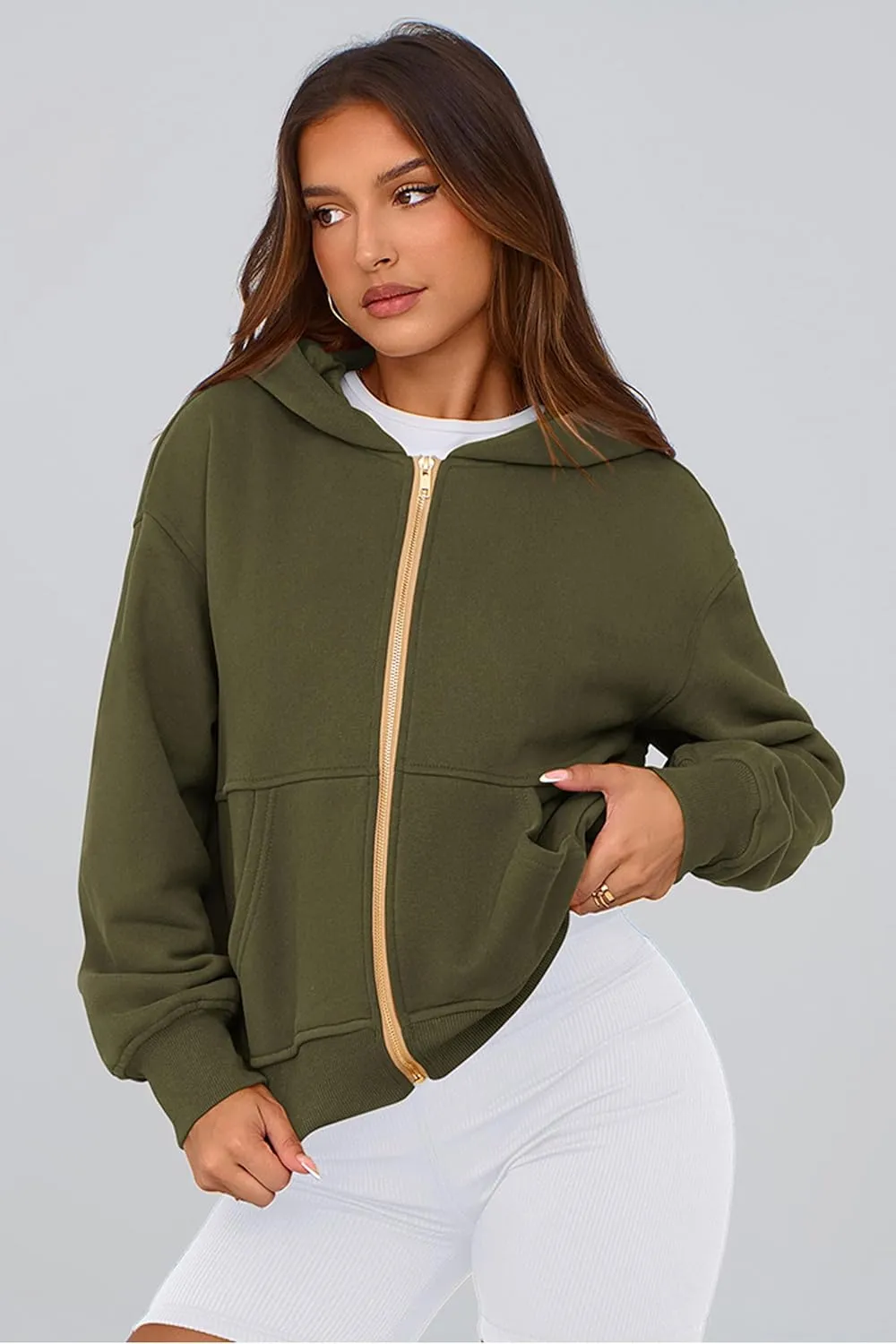 PRETTYGARDEN Women's Zip Up Hoodie Sweatshirt Y2K Fall Fashion Clothes Long Sleeve Loose Fit Pockets Casual Trendy Jacket