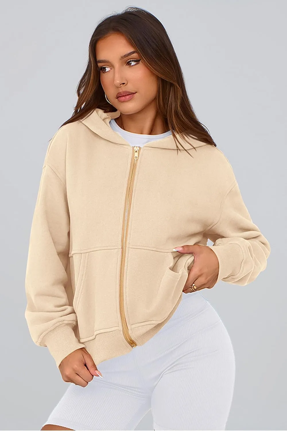 PRETTYGARDEN Women's Zip Up Hoodie Sweatshirt Y2K Fall Fashion Clothes Long Sleeve Loose Fit Pockets Casual Trendy Jacket