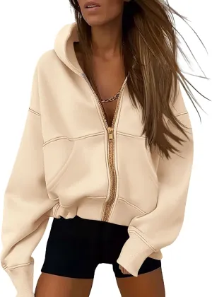 PRETTYGARDEN Women's Zip Up Hoodie Sweatshirt Y2K Fall Fashion Clothes Long Sleeve Loose Fit Pockets Casual Trendy Jacket