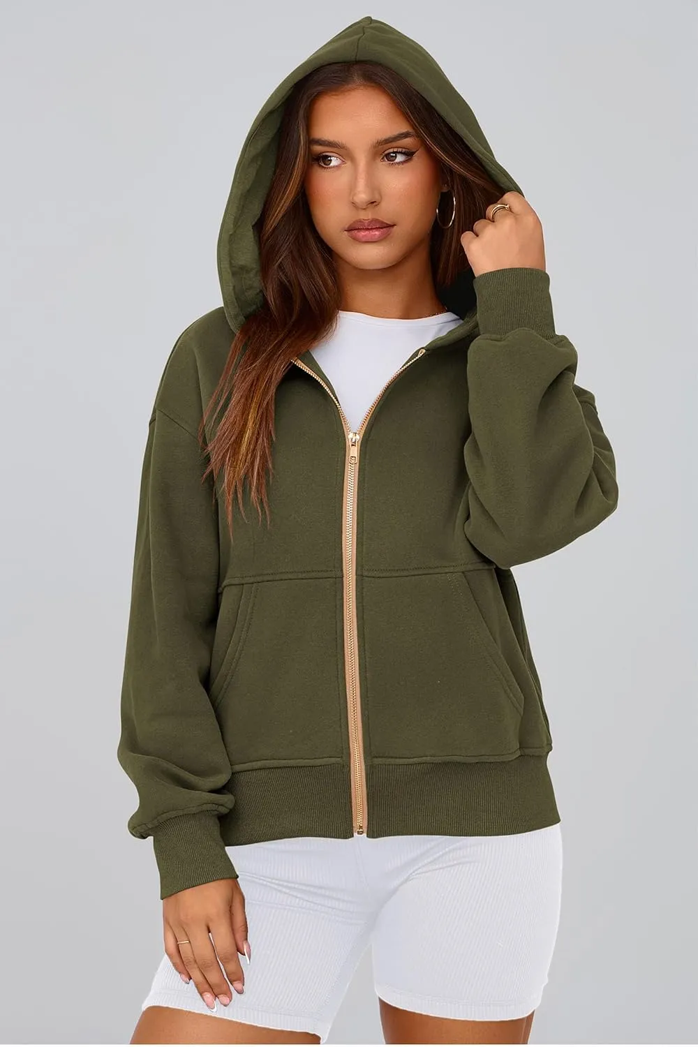 PRETTYGARDEN Women's Zip Up Hoodie Sweatshirt Y2K Fall Fashion Clothes Long Sleeve Loose Fit Pockets Casual Trendy Jacket