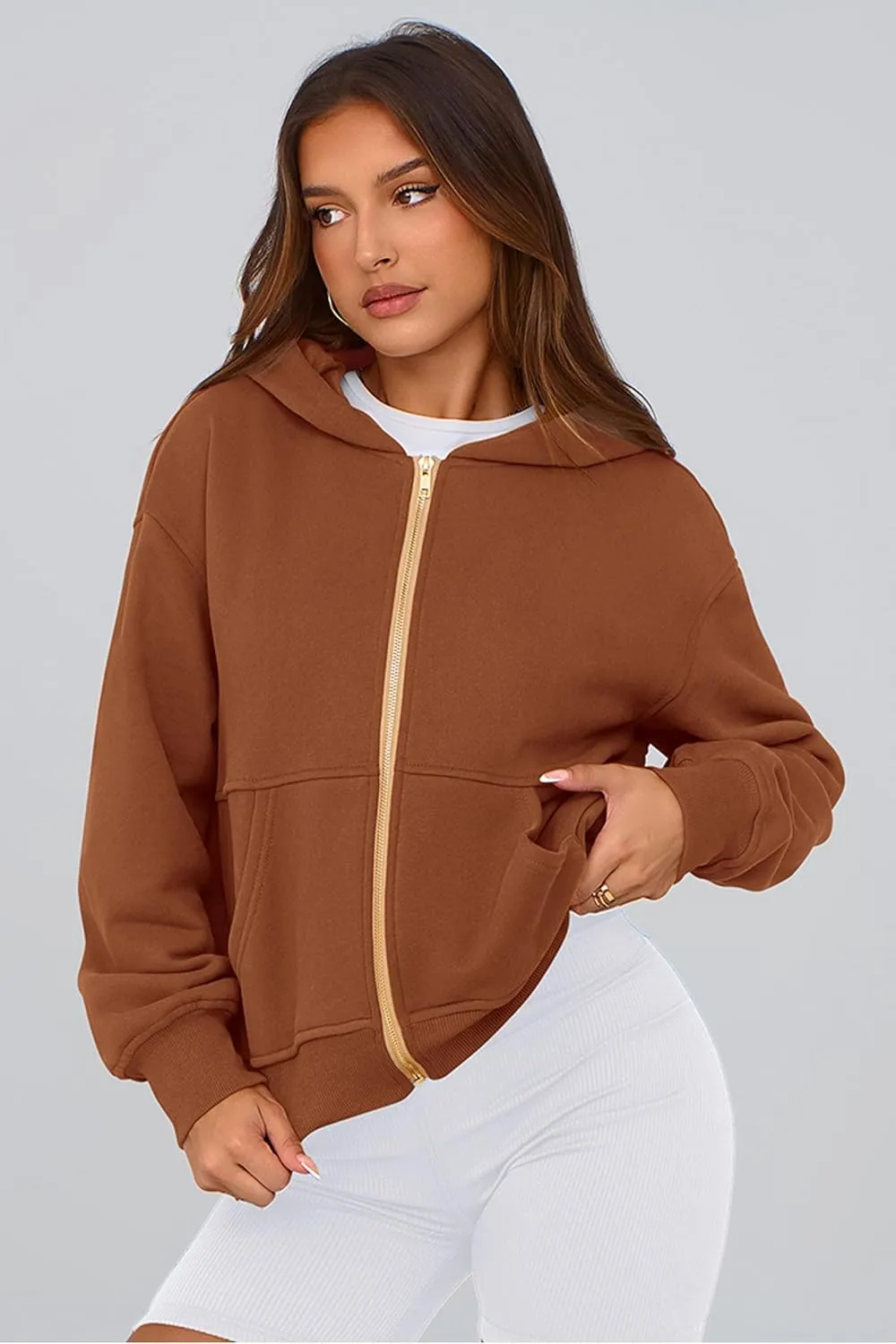 PRETTYGARDEN Women's Zip Up Hoodie Sweatshirt Y2K Fall Fashion Clothes Long Sleeve Loose Fit Pockets Casual Trendy Jacket