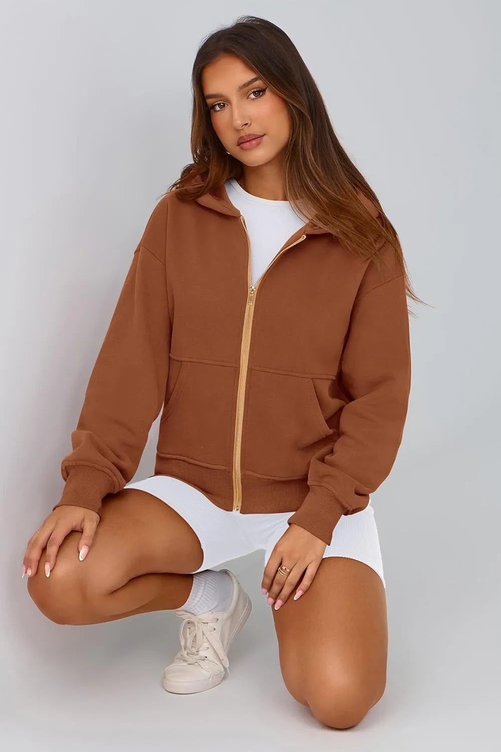 PRETTYGARDEN Women's Zip Up Hoodie Sweatshirt Y2K Fall Fashion Clothes Long Sleeve Loose Fit Pockets Casual Trendy Jacket