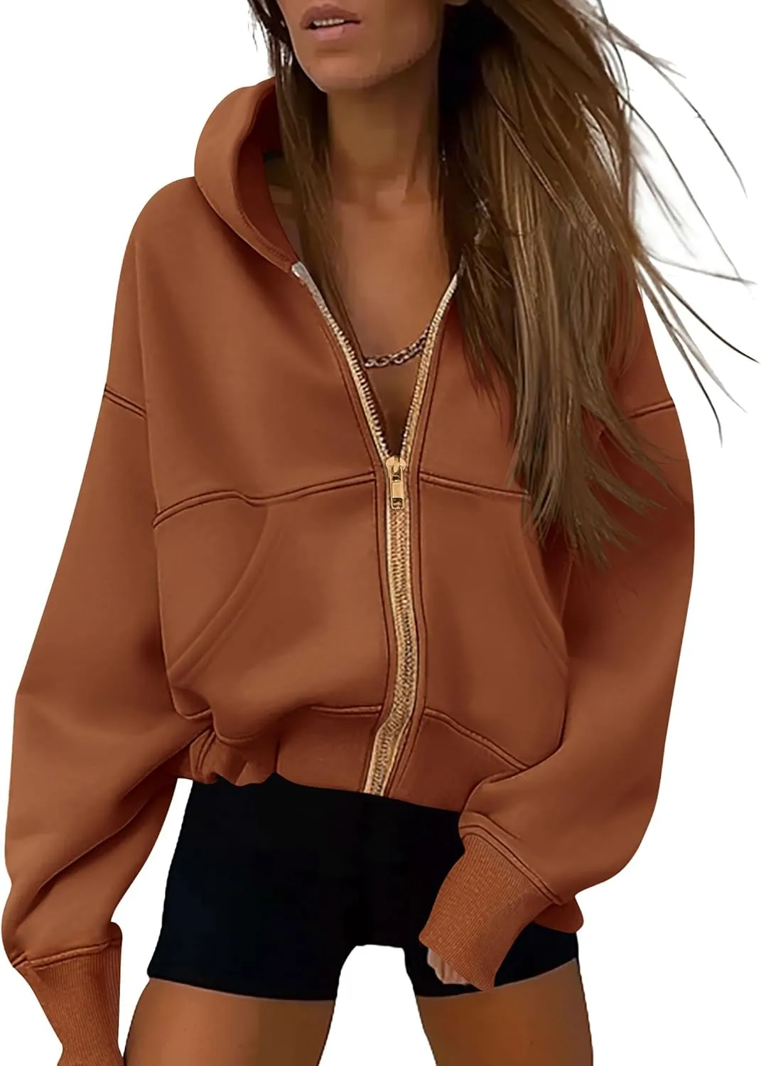 PRETTYGARDEN Women's Zip Up Hoodie Sweatshirt Y2K Fall Fashion Clothes Long Sleeve Loose Fit Pockets Casual Trendy Jacket