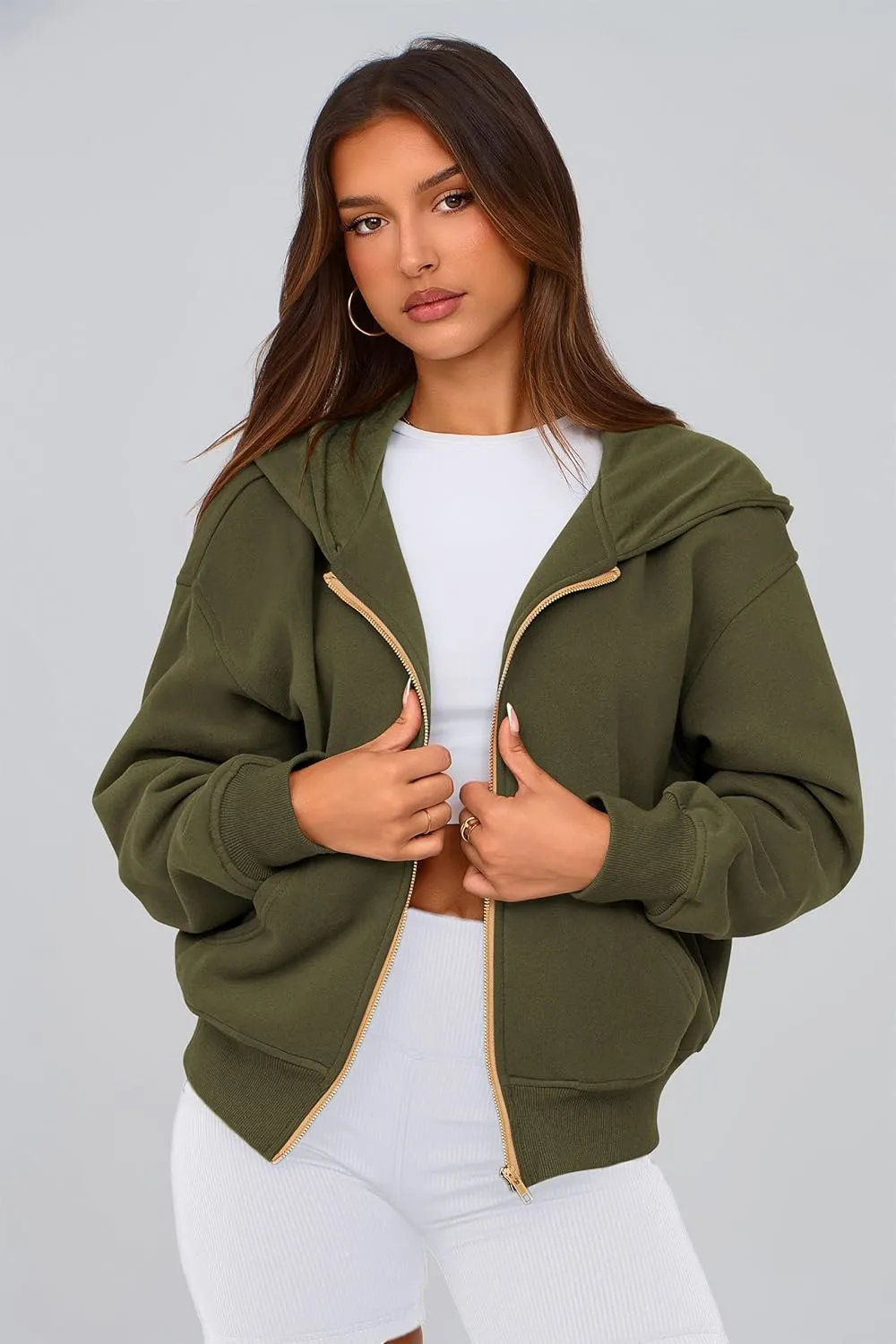 PRETTYGARDEN Women's Zip Up Hoodie Sweatshirt Y2K Fall Fashion Clothes Long Sleeve Loose Fit Pockets Casual Trendy Jacket