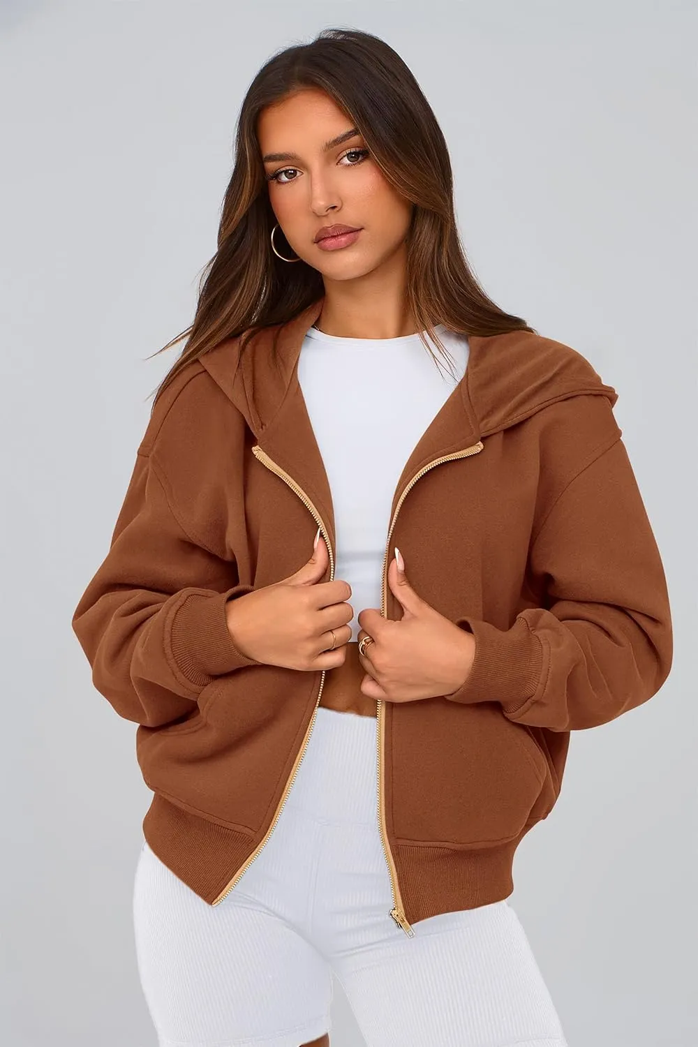 PRETTYGARDEN Women's Zip Up Hoodie Sweatshirt Y2K Fall Fashion Clothes Long Sleeve Loose Fit Pockets Casual Trendy Jacket
