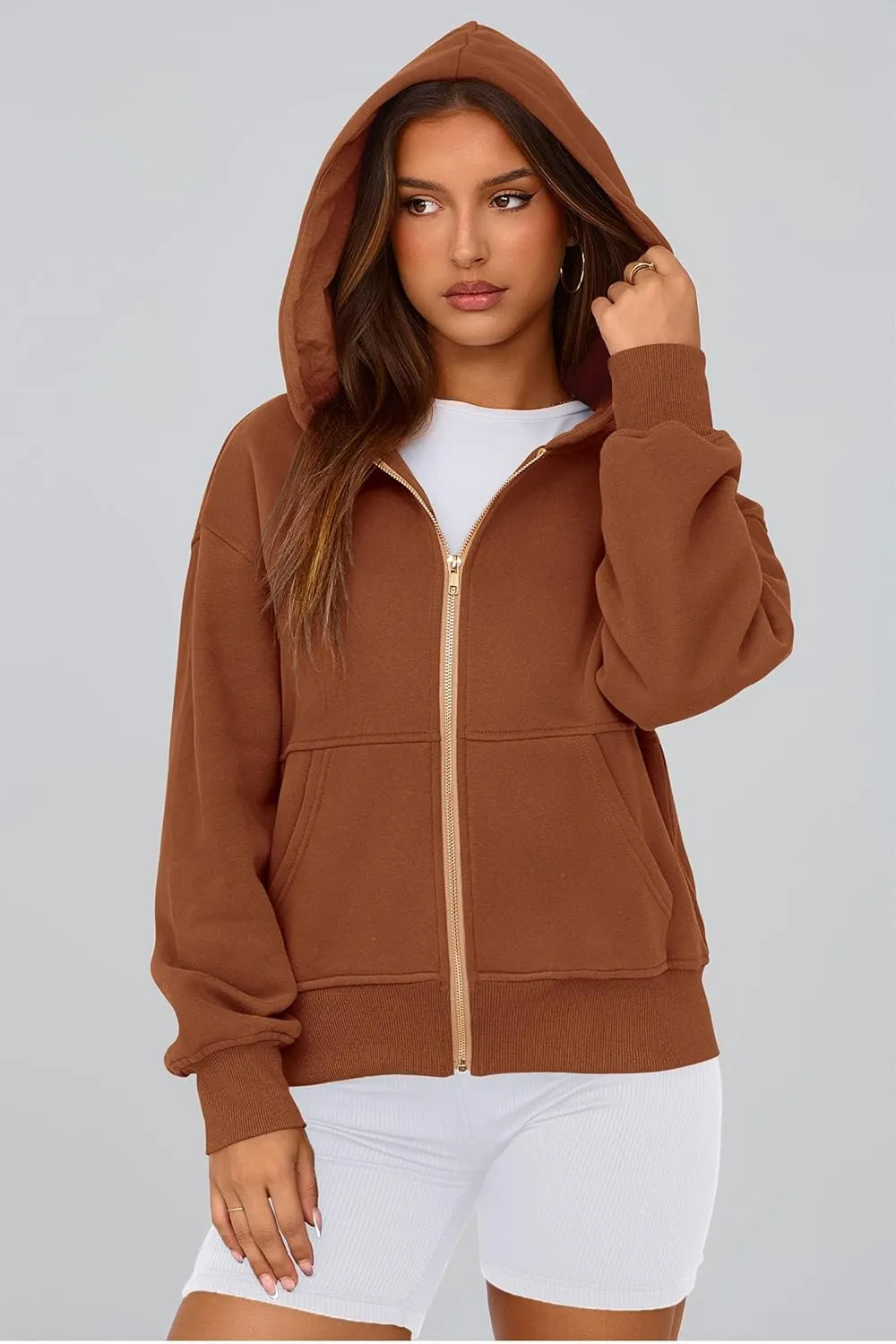 PRETTYGARDEN Women's Zip Up Hoodie Sweatshirt Y2K Fall Fashion Clothes Long Sleeve Loose Fit Pockets Casual Trendy Jacket