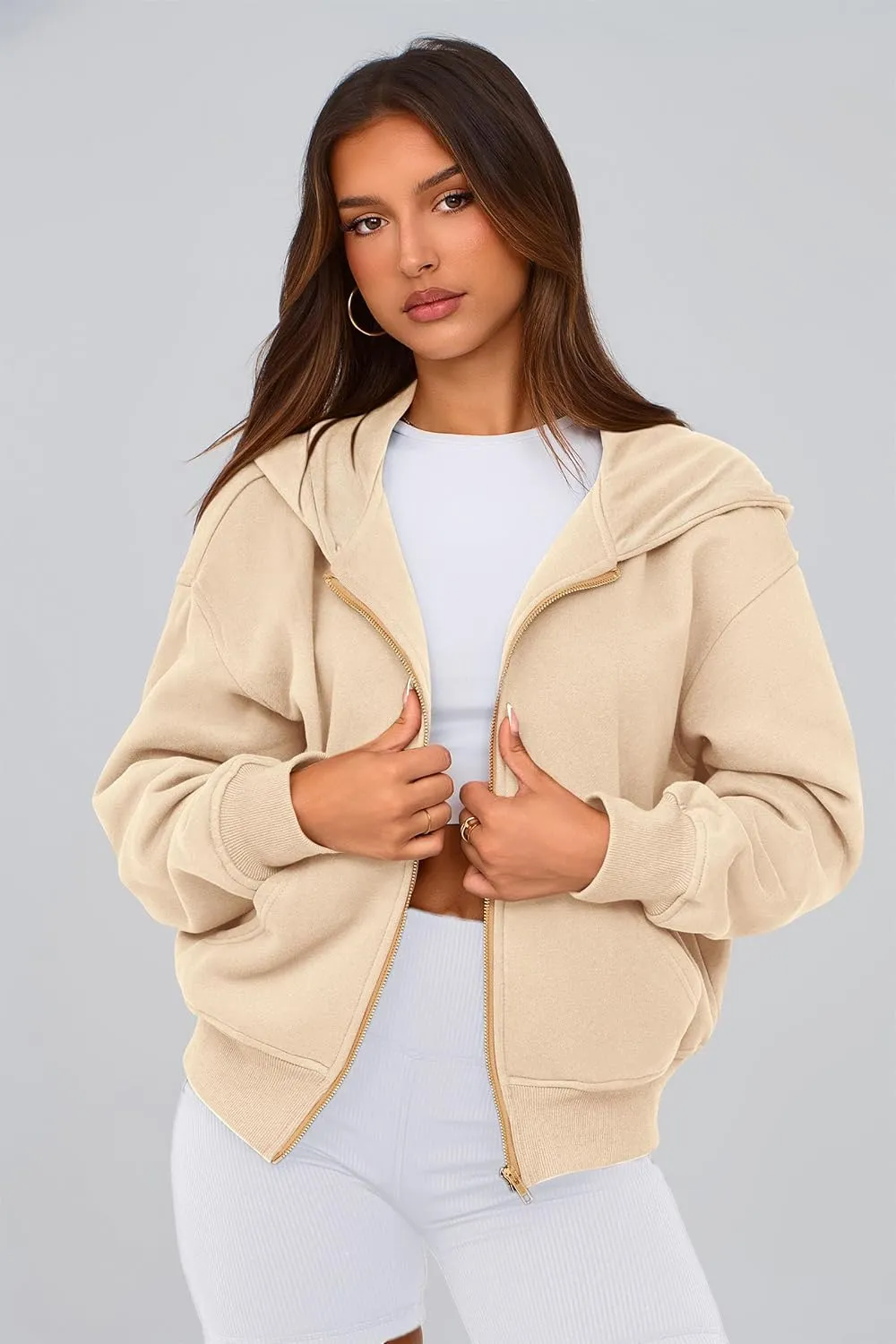 PRETTYGARDEN Women's Zip Up Hoodie Sweatshirt Y2K Fall Fashion Clothes Long Sleeve Loose Fit Pockets Casual Trendy Jacket