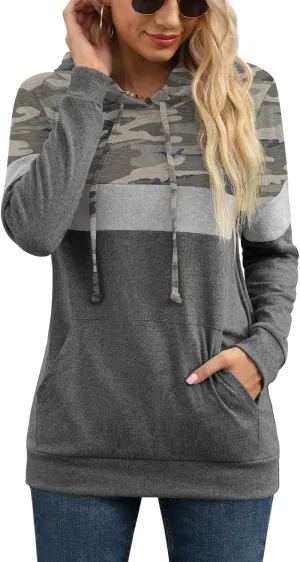 PrinStory Womens Sweatshirts Long Sleeve Casual Color Block Pullover Hoodies Fall Outfits 2024 Clothes
