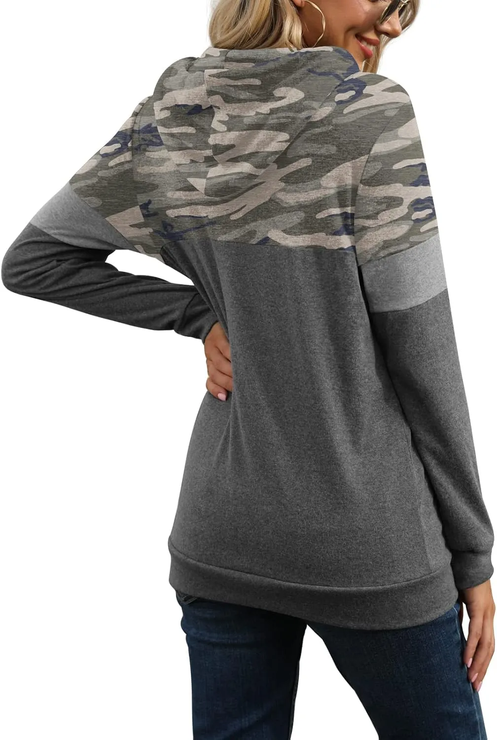 PrinStory Womens Sweatshirts Long Sleeve Casual Color Block Pullover Hoodies Fall Outfits 2024 Clothes