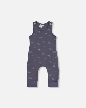 Printed Muslin One-Piece Jumpsuit Navy Blue Paper Boats