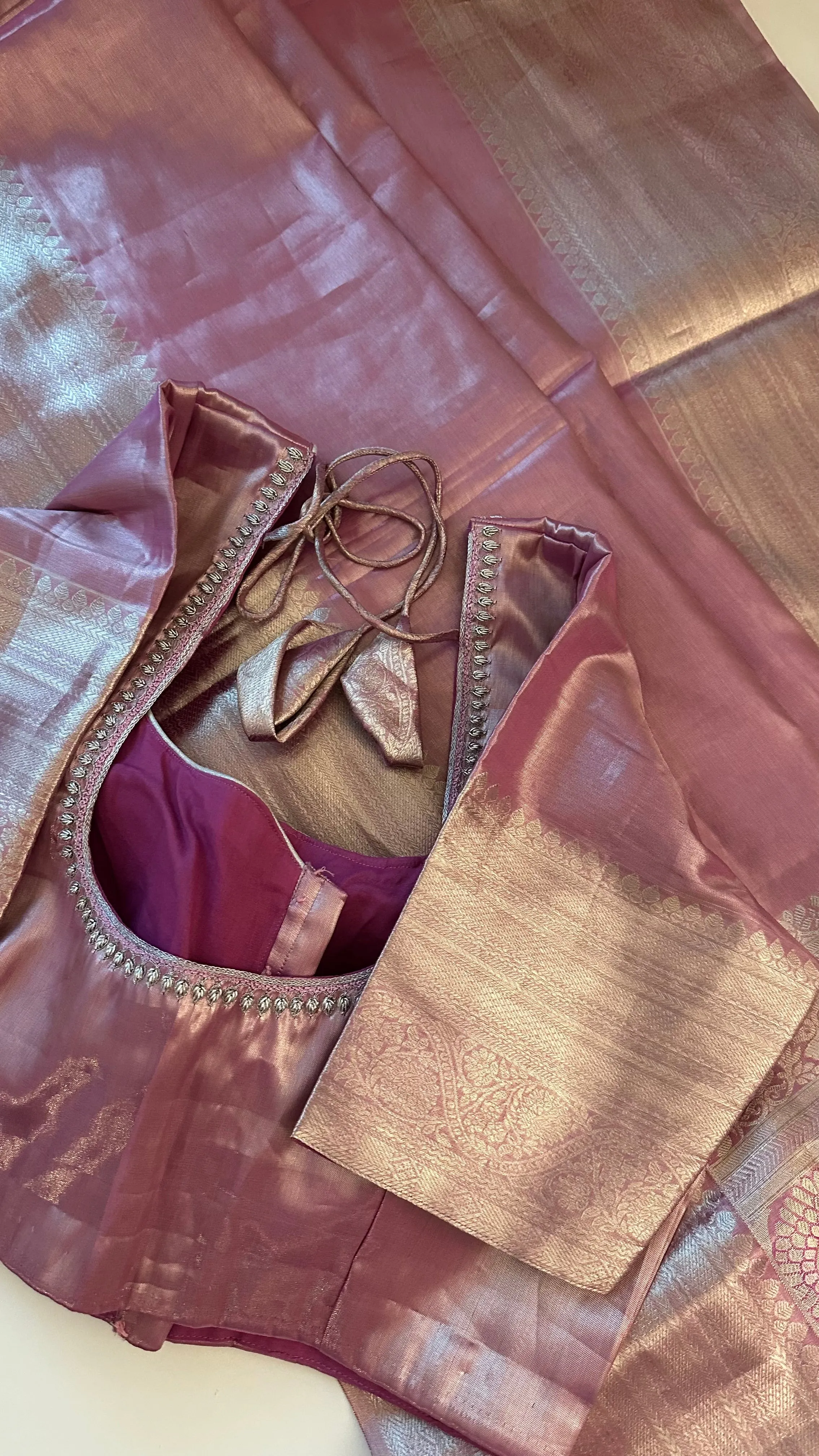 Pure Silver zari Tissue Kanchi Pattu saree with stitched blouse online shopping usa pastel silver zari kanjivaram