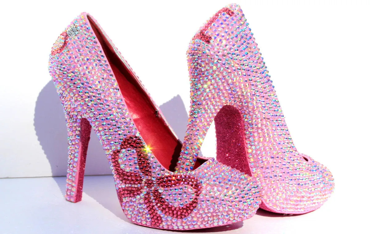 "I Do" AB Crystal Wedding Heel with Rose Bow