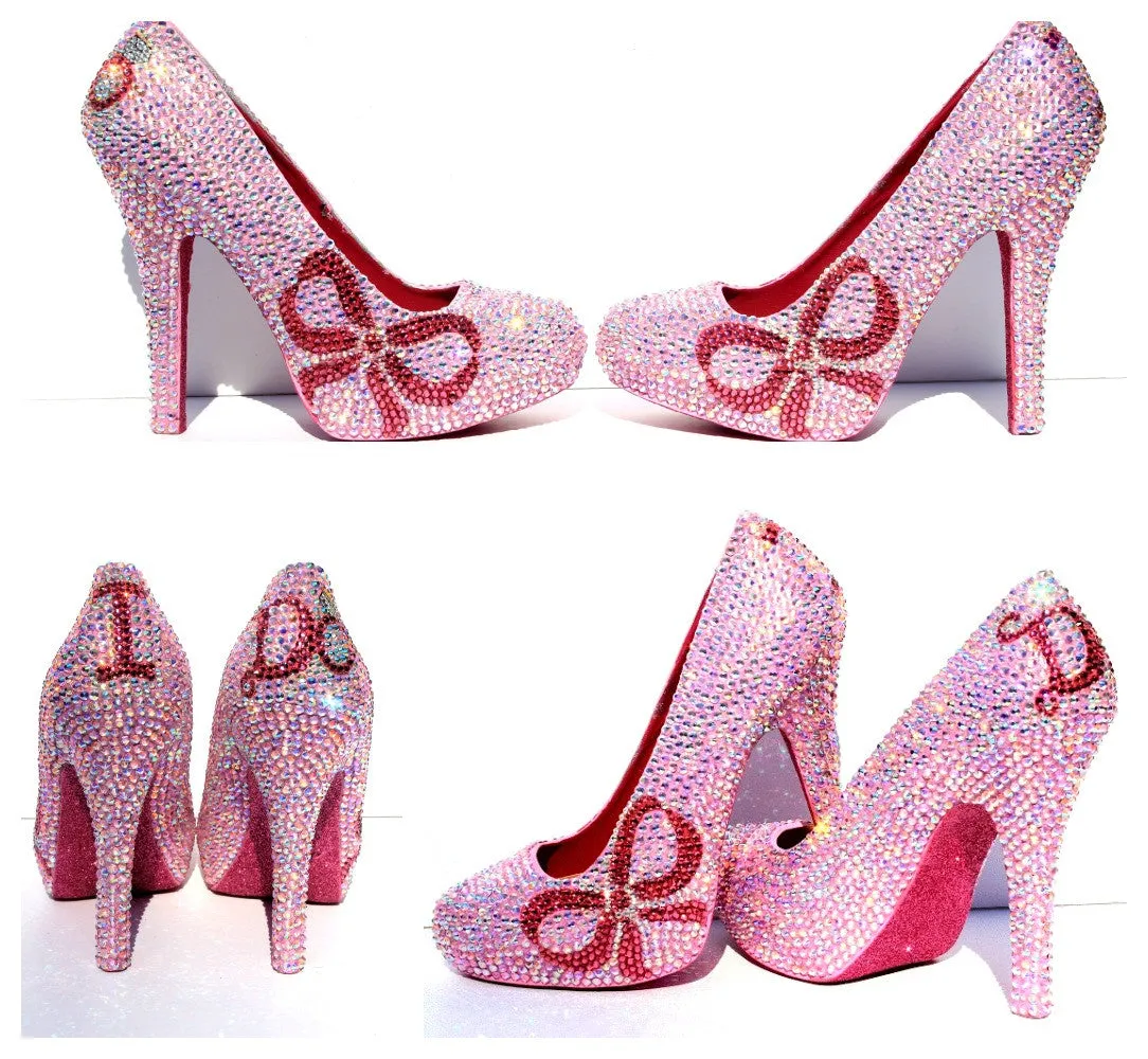 "I Do" AB Crystal Wedding Heel with Rose Bow