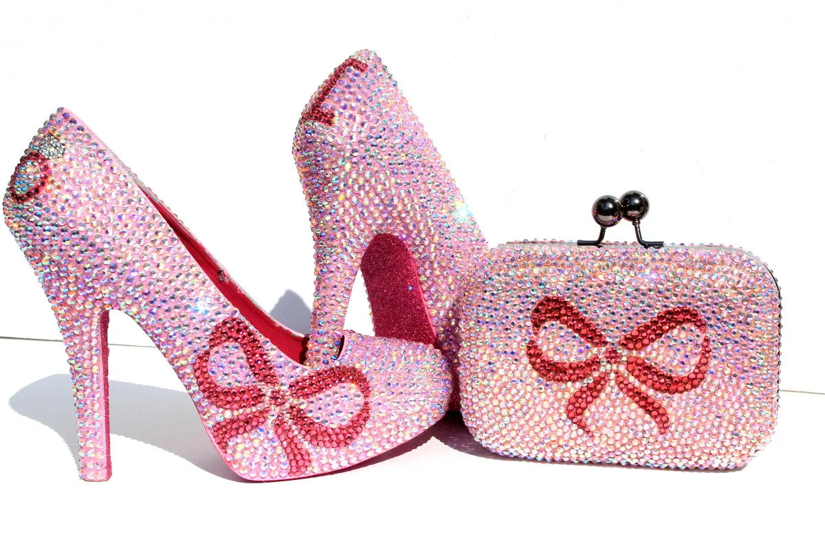"I Do" AB Crystal Wedding Heel with Rose Bow