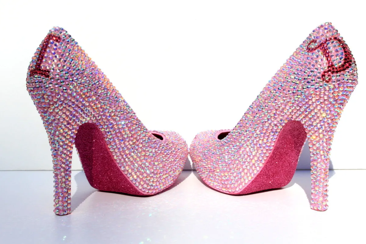 "I Do" AB Crystal Wedding Heel with Rose Bow