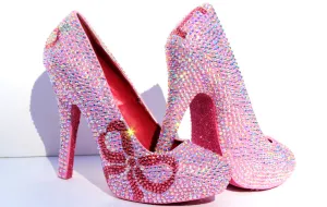 "I Do" AB Crystal Wedding Heel with Rose Bow
