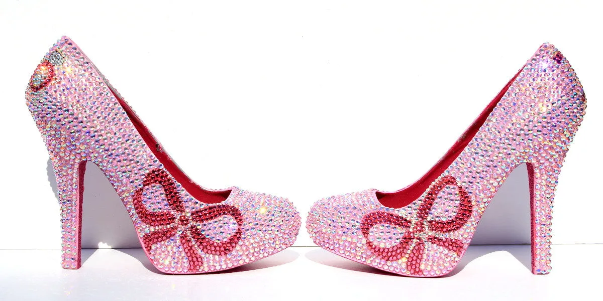 "I Do" AB Crystal Wedding Heel with Rose Bow
