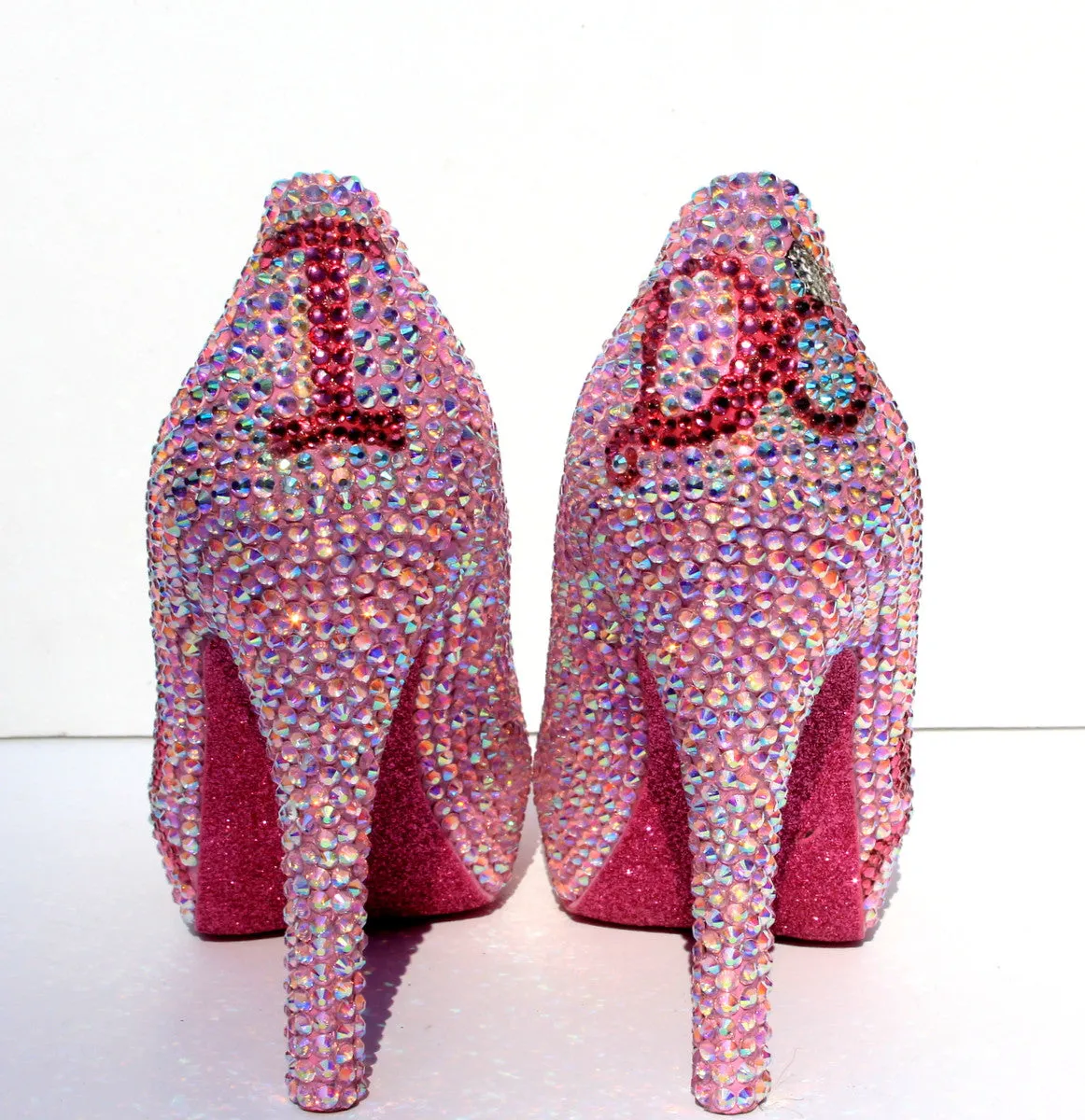 "I Do" AB Crystal Wedding Heel with Rose Bow