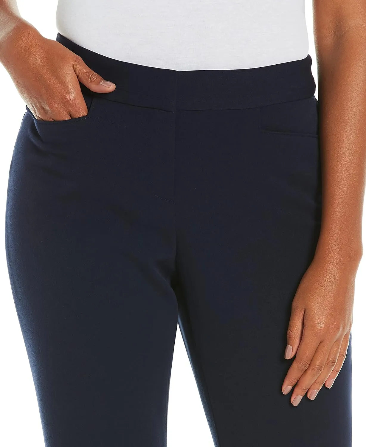 Rafaella Women's Curvy Gabardine Slim Leg Stretch Dress Pant, 30 Inch Inseam, Pull-on, with Pockets (Petite Size 4-14)