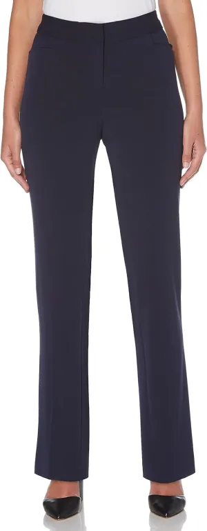 Rafaella Women's Curvy Gabardine Slim Leg Stretch Dress Pant, 30 Inch Inseam, Pull-on, with Pockets (Petite Size 4-14)