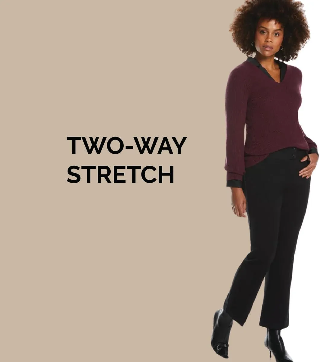 Rafaella Women's Petite Curvy Fit Gabardine Bootcut Dress Pants with Pockets, Soft Stretch Work Slacks, 27" & 30" Inseams