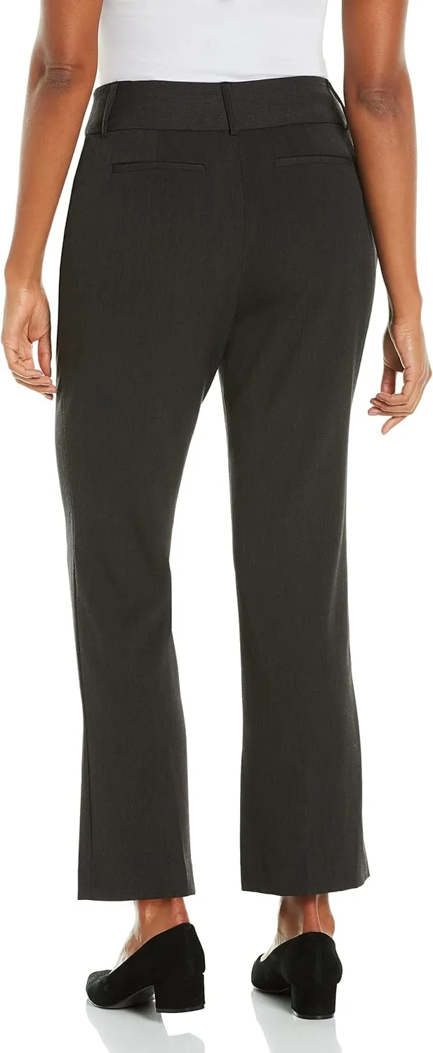 Rafaella Women's Petite Curvy Fit Gabardine Bootcut Dress Pants with Pockets, Soft Stretch Work Slacks, 27" & 30" Inseams