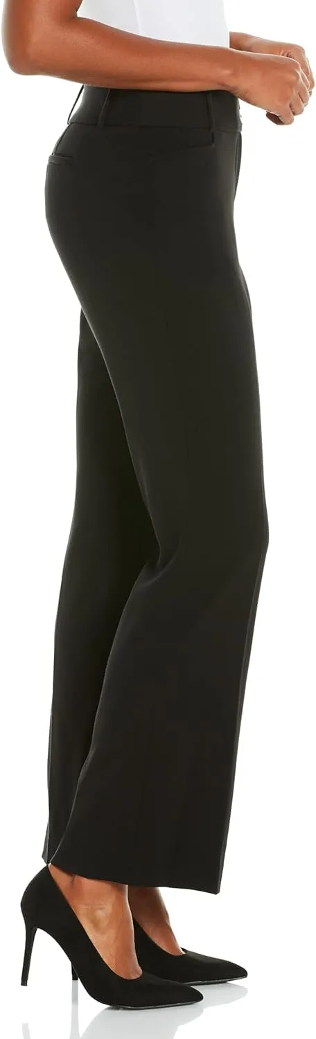 Rafaella Women's Petite Curvy Fit Gabardine Bootcut Dress Pants with Pockets, Soft Stretch Work Slacks, 27" & 30" Inseams