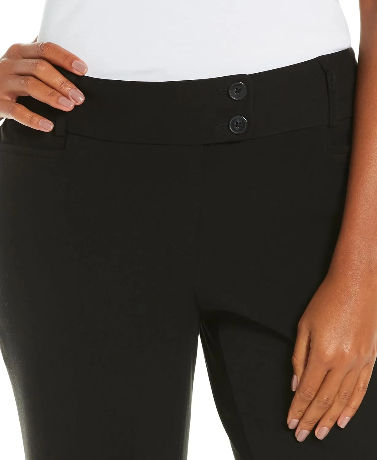 Rafaella Women's Petite Curvy Fit Gabardine Bootcut Dress Pants with Pockets, Soft Stretch Work Slacks, 27" & 30" Inseams