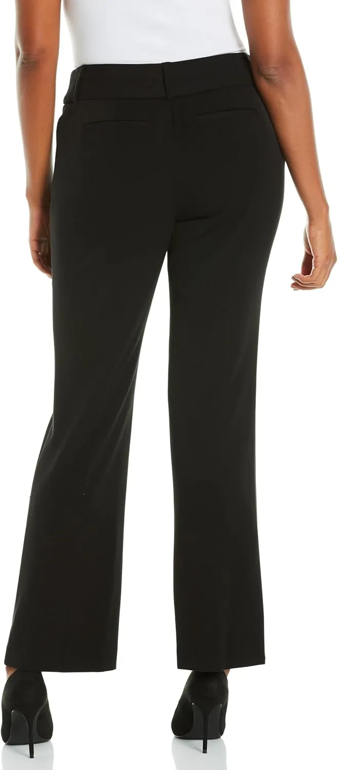 Rafaella Women's Petite Curvy Fit Gabardine Bootcut Dress Pants with Pockets, Soft Stretch Work Slacks, 27" & 30" Inseams