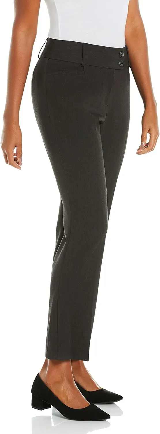 Rafaella Women's Petite Curvy Fit Gabardine Bootcut Dress Pants with Pockets, Soft Stretch Work Slacks, 27" & 30" Inseams