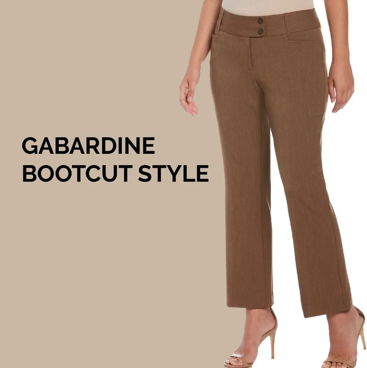 Rafaella Women's Petite Curvy Fit Gabardine Bootcut Dress Pants with Pockets, Soft Stretch Work Slacks, 27" & 30" Inseams
