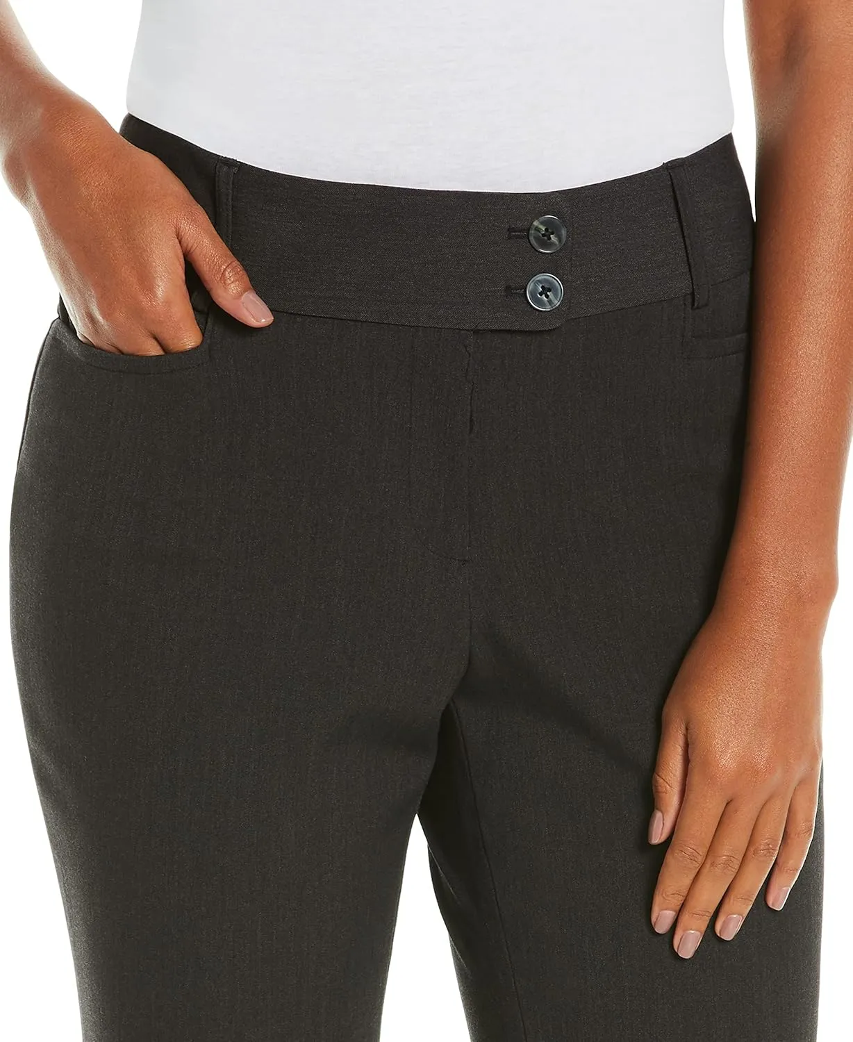 Rafaella Women's Petite Curvy Fit Gabardine Bootcut Dress Pants with Pockets, Soft Stretch Work Slacks, 27" & 30" Inseams