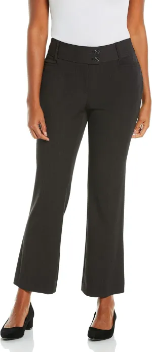 Rafaella Women's Petite Curvy Fit Gabardine Bootcut Dress Pants with Pockets, Soft Stretch Work Slacks, 27" & 30" Inseams