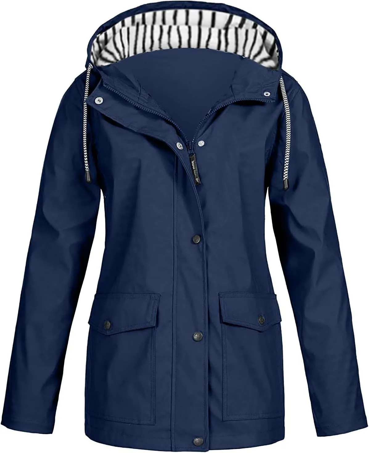 Rain Jacket Women Waterproof Windbreaker Rain Jacket Lightweight Striped Climbing Outdoor Hooded Coats Spring 2025