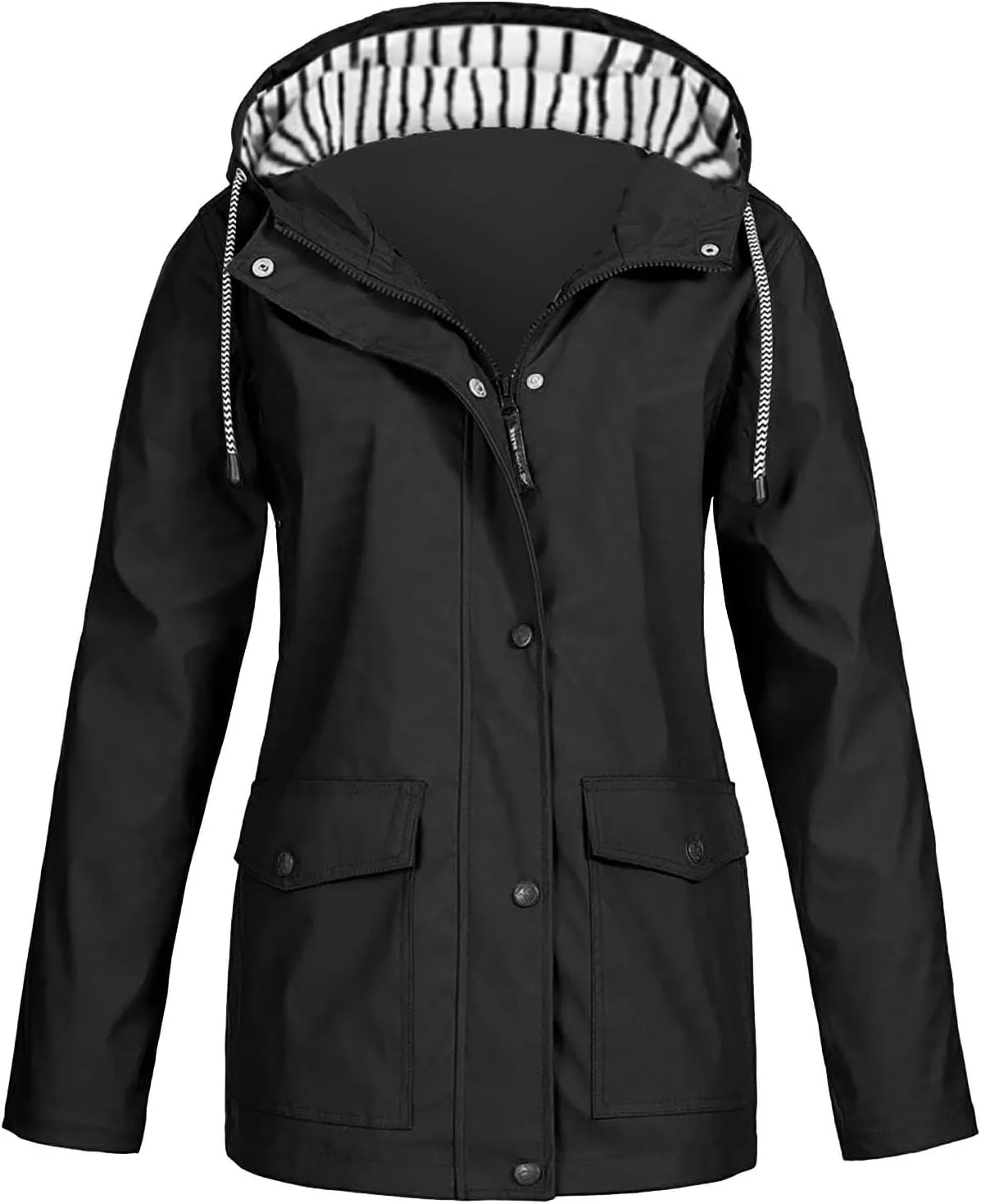 Rain Jacket Women Waterproof Windbreaker Rain Jacket Lightweight Striped Climbing Outdoor Hooded Coats Spring 2025