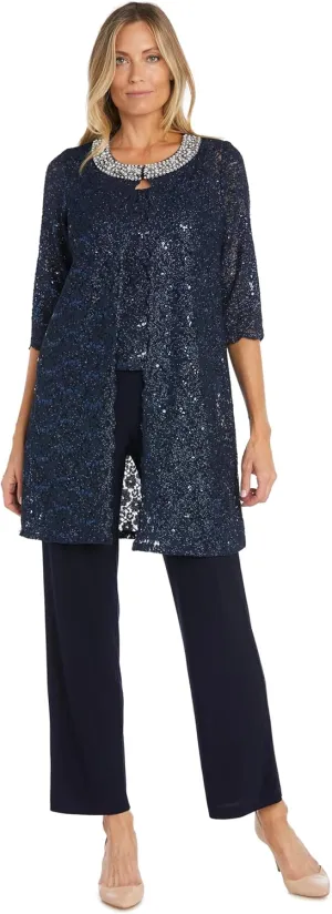 R&M Richards Women's Pearl Glow Lace Pant Set