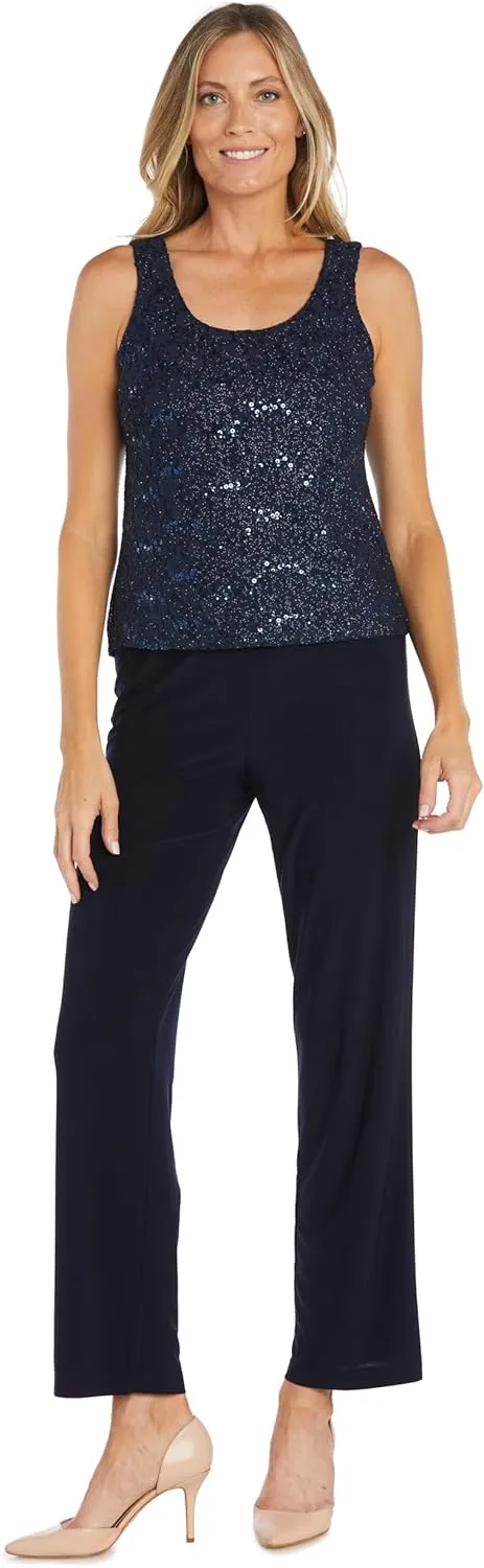 R&M Richards Women's Pearl Glow Lace Pant Set